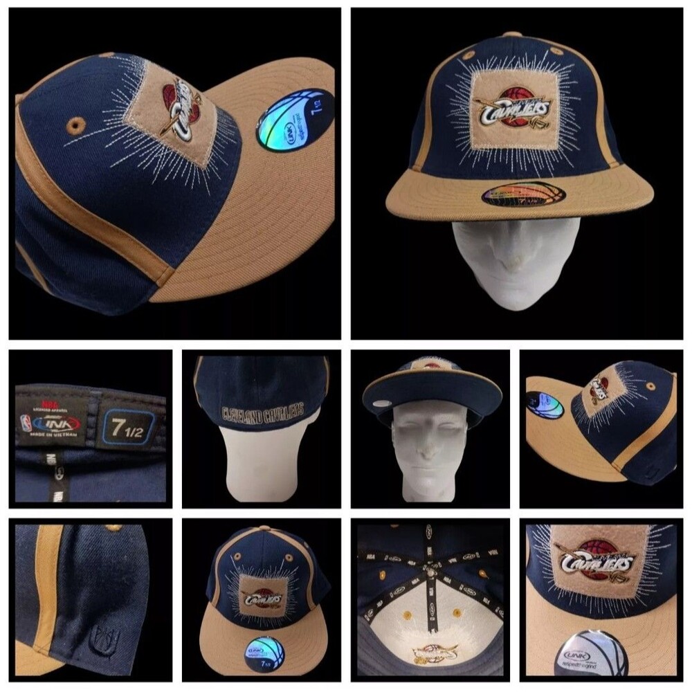 Vintage Retro Logo Cleveland Cavaliers Fitted NBA Official Link 7 1/2 Hat NWT